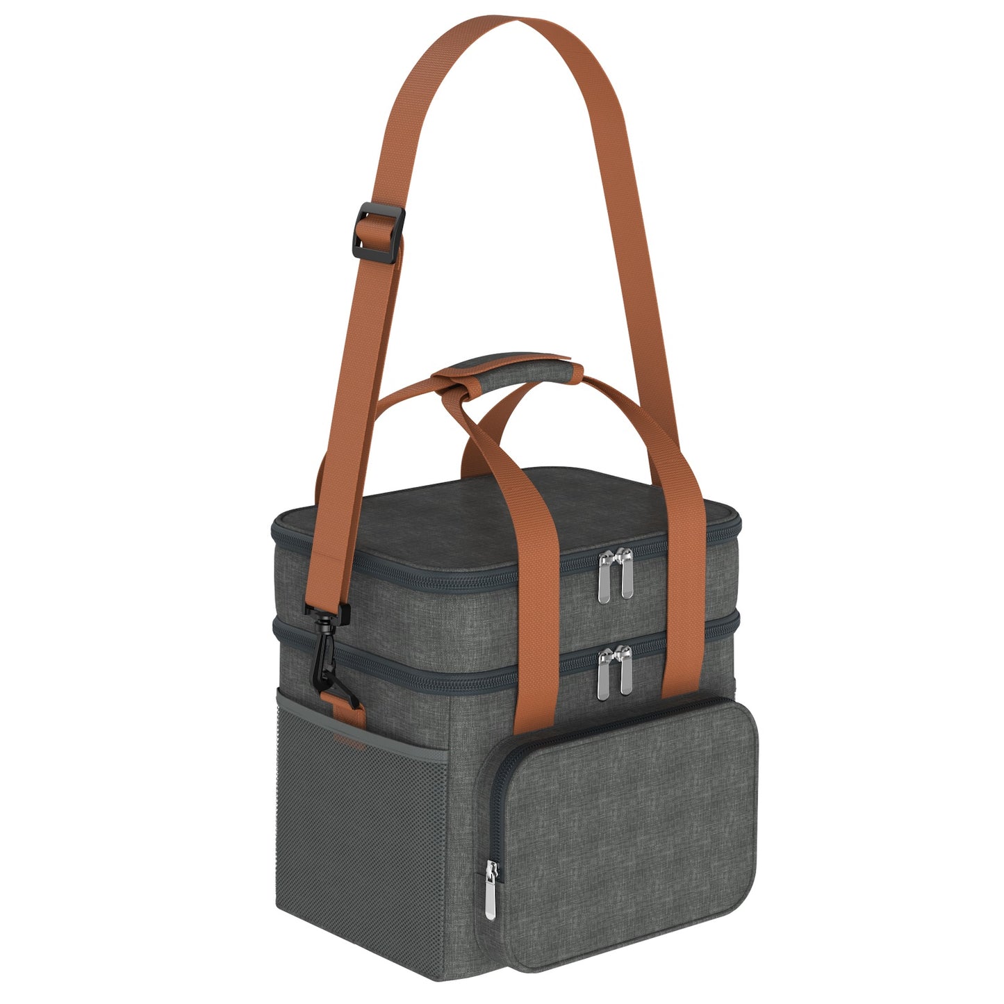 QUNSE Insulated Lunch Bag for Work, 17L Dual-Layer Leakproof Soft Cooler Bag with Shoulder Strap, Large Lunch Box Tote for Adults, Men and Women, Picnic, Camping, Travel, Gray