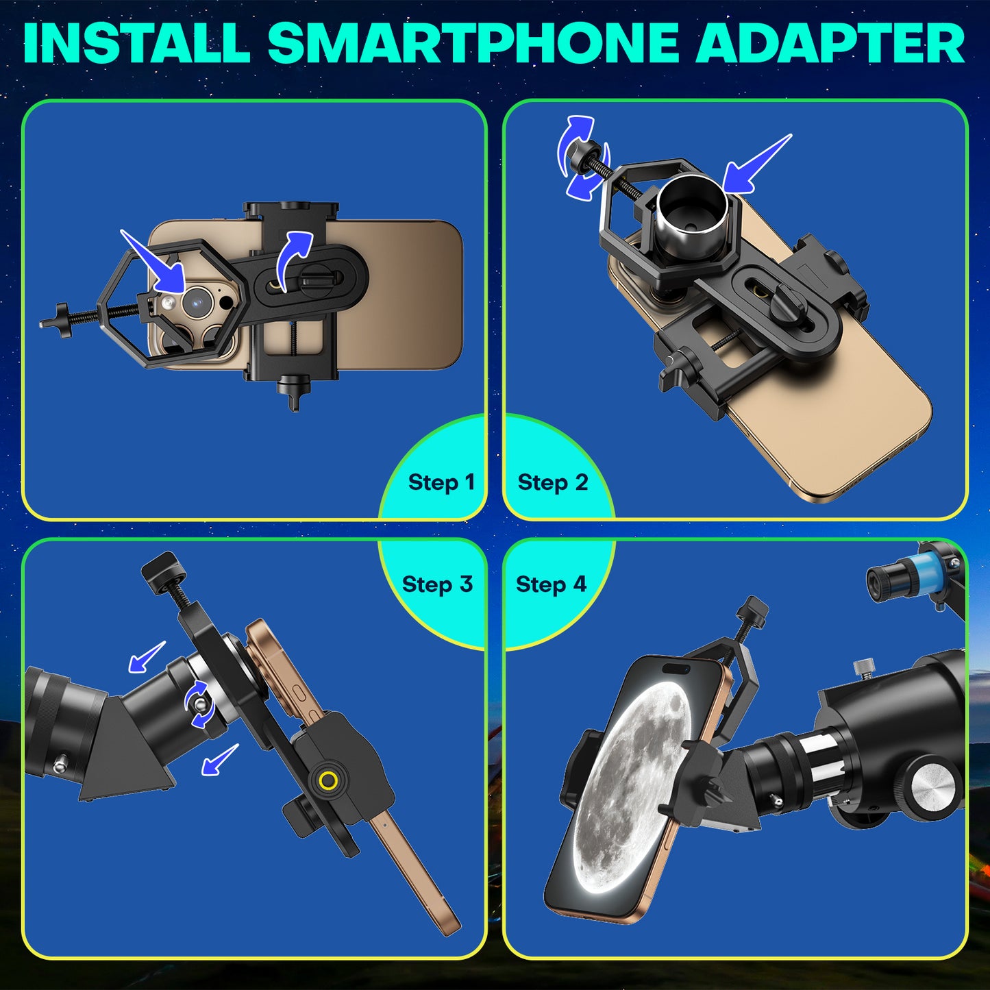 QUNSE Telescope for Adults and Beginners Astronomy, 90mm Aperture 500mm Professional Refractor with 20X–150X Magnification, Phone Adapter, Aluminum Tripod and Backpack for Moon and Planet