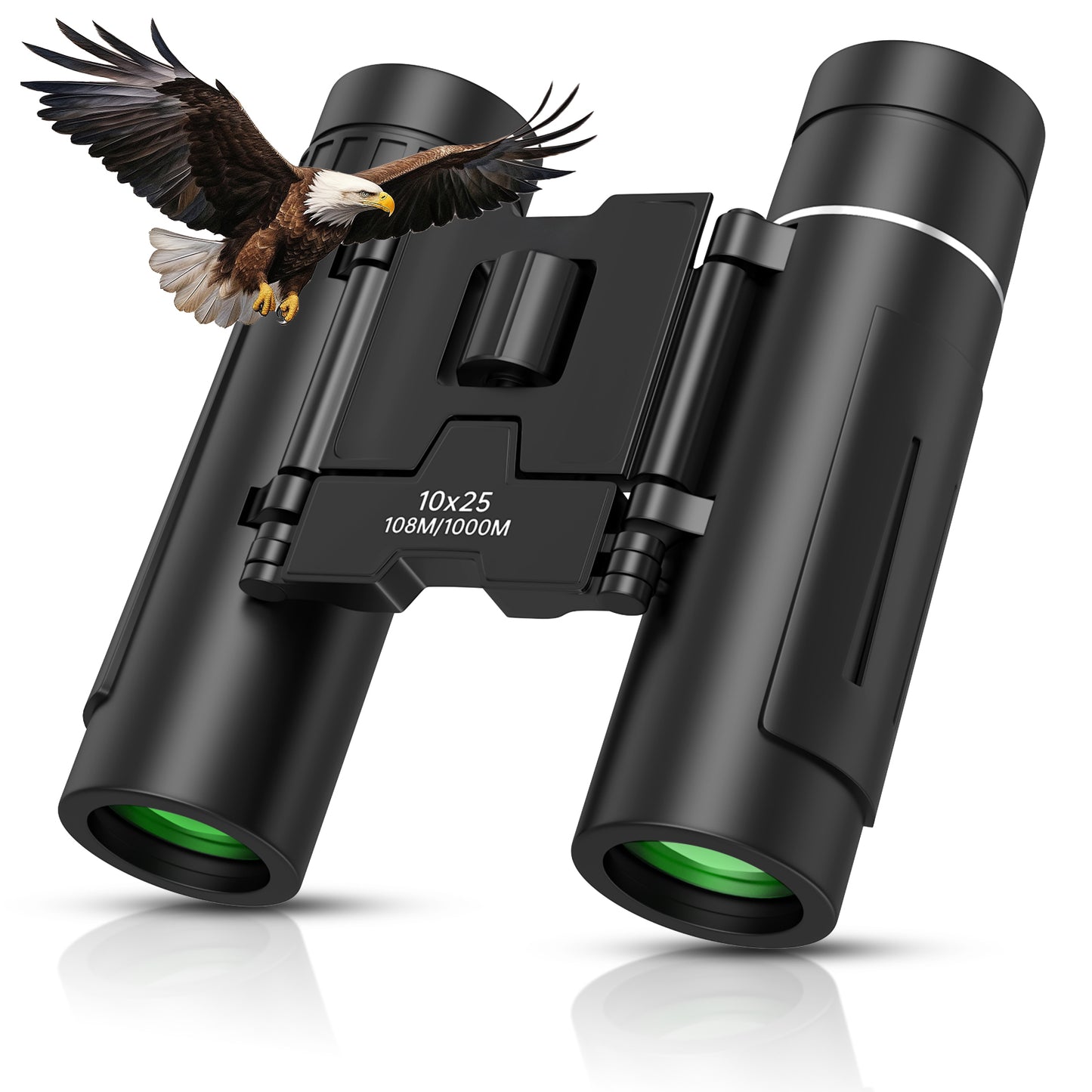 QUNSE 10x25 Small Compact Binoculars for Adults, Mini Pocket Portable Binoculars with Low Light Vision for Bird Watching, Hunting, Travel, and Sightseeing, Comes with Carrying Bag