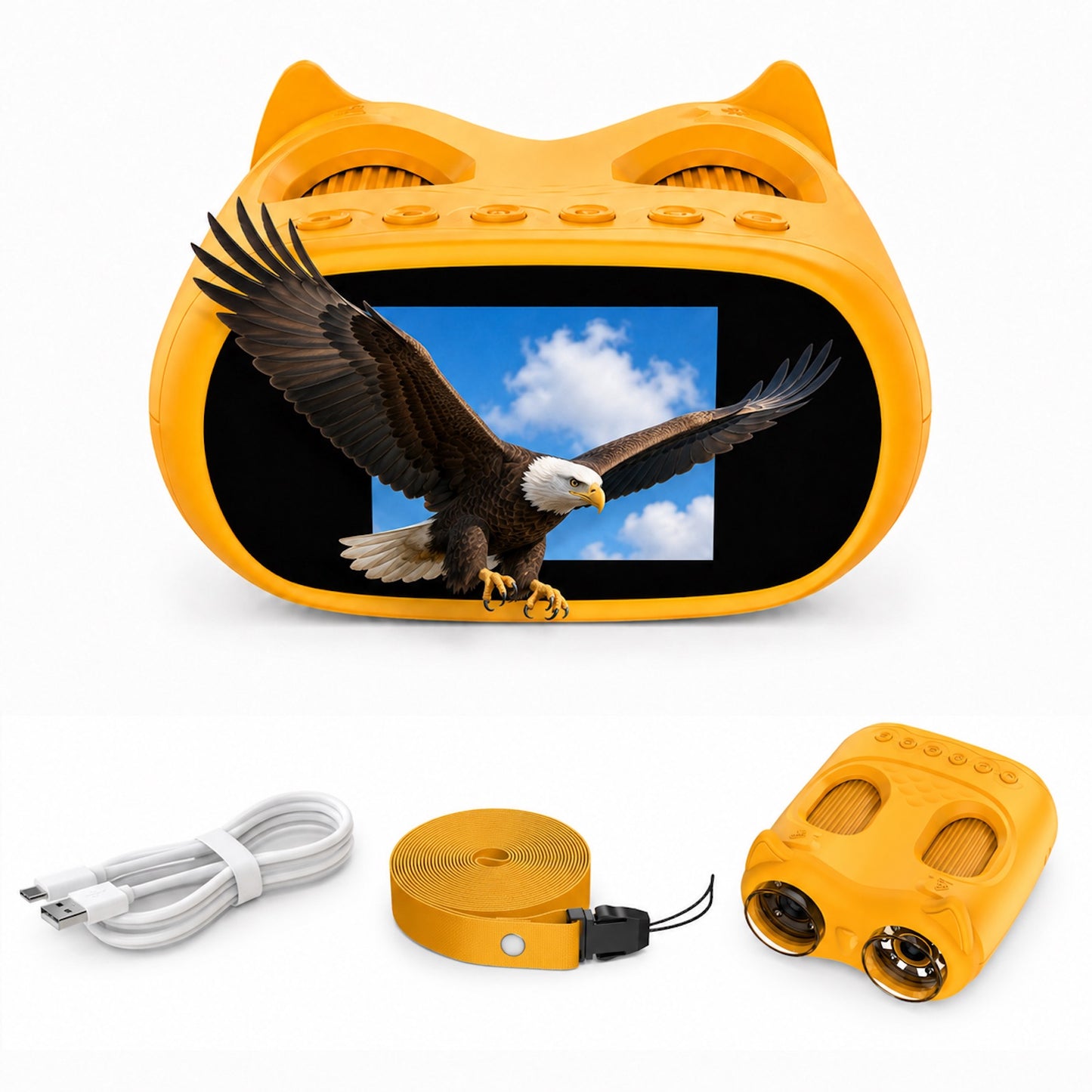 QUNSE Binoculars for Kids with 2.0" IPS Screen, 2-in-1 Digital Binoculars and Microscope with 2MP Camera, 8 LED Lights, Photo Video, 15 Slides, Rechargeable STEM Toy for Outdoor Exploration