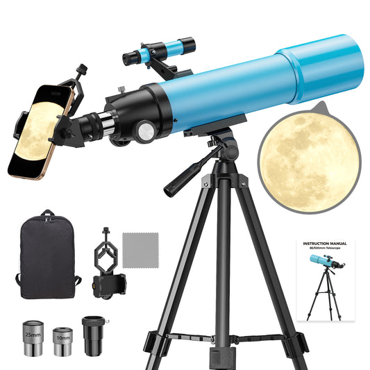 QUNSE Astronomy Telescope for Adults and Kids, 80mm Aperture 500mm Professional Refractor with 20X–150X Magnification, Aluminum Tripod, Backpack and Phone Adapter for Lunar and Planetary Observation