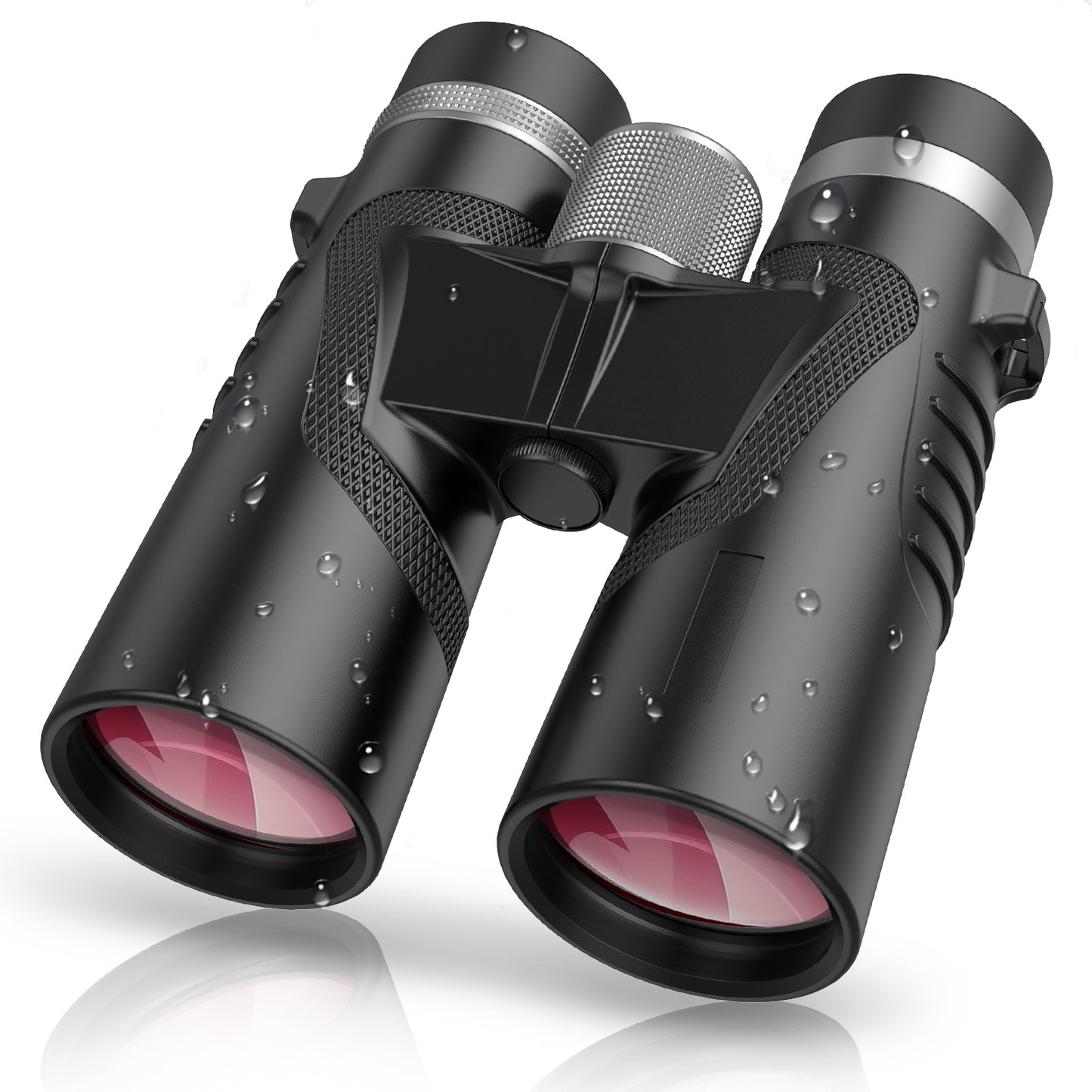 QUNSE 10x42 HD Binoculars for Adults High Powered with Upgraded Phone Adapter, Compact Waterproof Binoculars with Fully Multi Coated Lens, Ideal for Birding and Outdoors (Black)