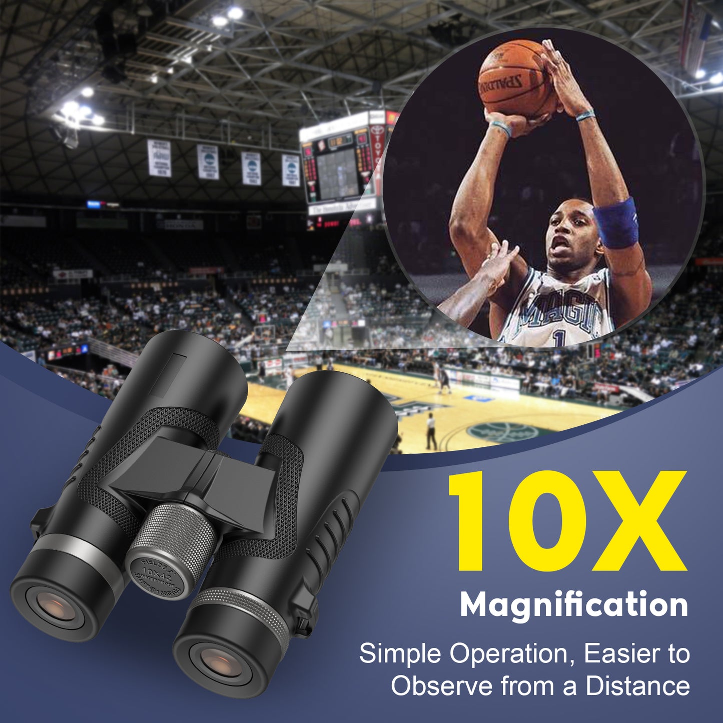 QUNSE 10x42 HD Binoculars for Adults High Powered with Upgraded Phone Adapter, Compact Waterproof Binoculars with Fully Multi Coated Lens, Ideal for Birding and Outdoors (Black)