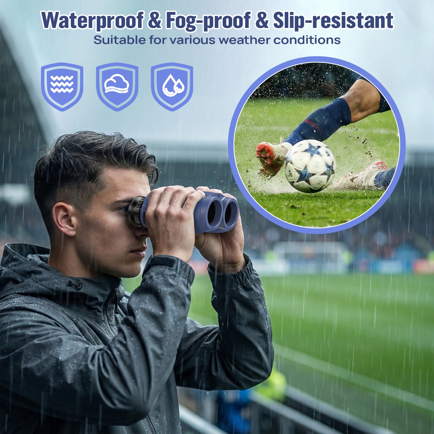 12x25 Compact Binoculars for Kids: Small Binoculars with Bak4, FMC - Ideal for Outdoor, Camping, Traveling, Bird Watching, Hiking (Blue)