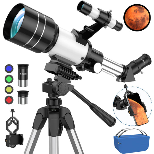 300mm Telescopes for Kids Adults Beginners, 40X-150X Potable Telescope with Adjustable Tripod,Mobile Phone Adapter