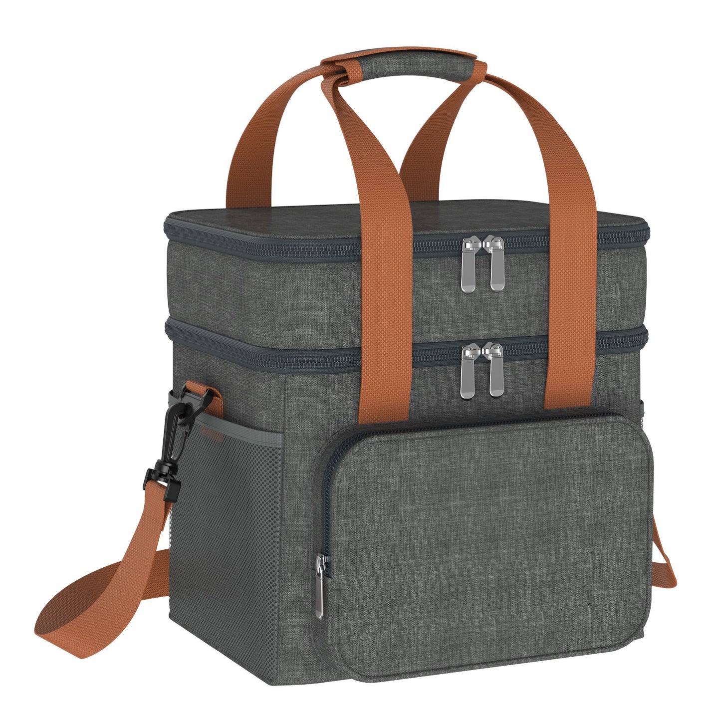 QUNSE Insulated Lunch Bag for Work, 17L Dual-Layer Leakproof Soft Cooler Bag with Shoulder Strap, Large Lunch Box Tote for Adults, Men and Women, Picnic, Camping, Travel, Gray