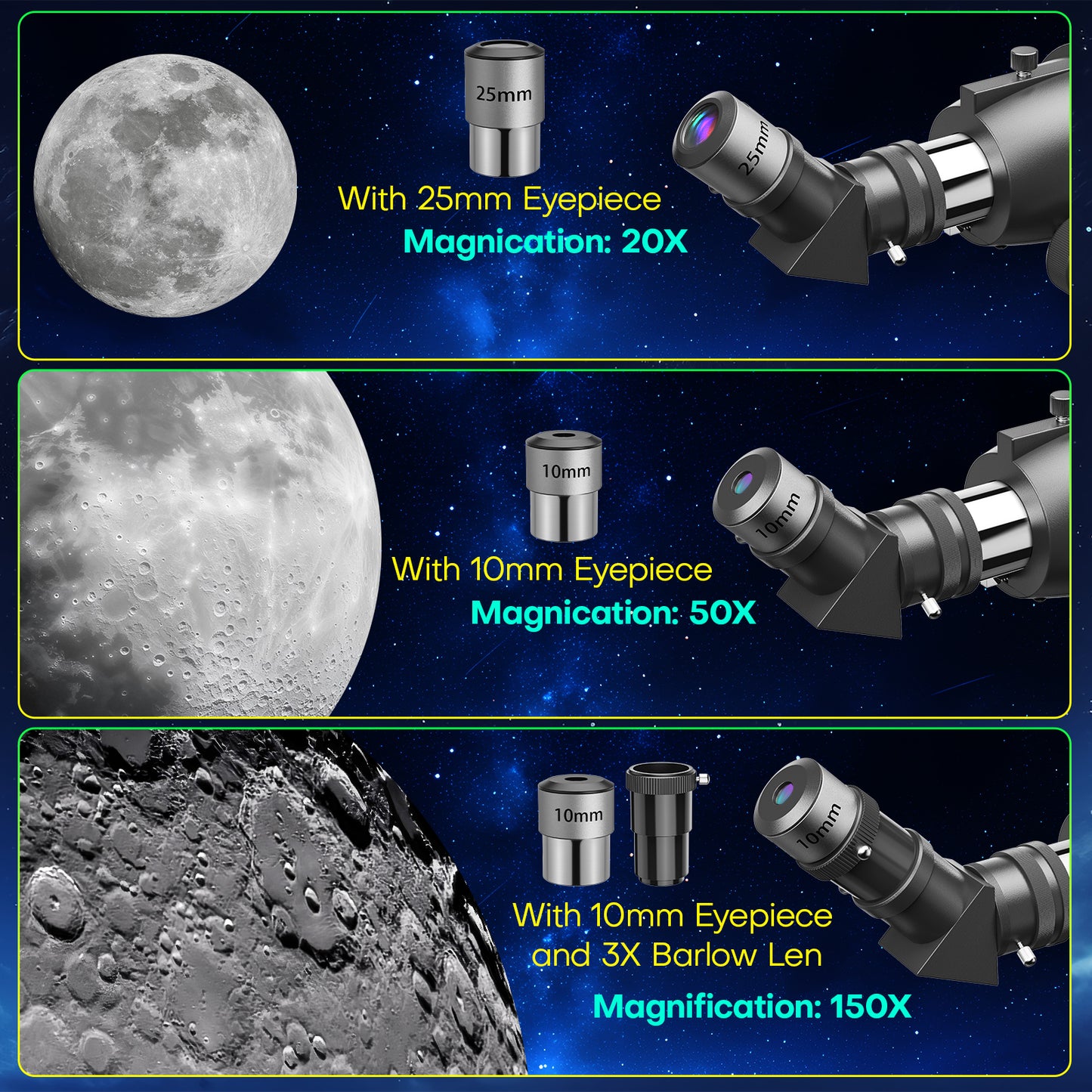 QUNSE Telescope for Adults and Beginners Astronomy, 90mm Aperture 500mm Professional Refractor with 20X–150X Magnification, Phone Adapter, Aluminum Tripod and Backpack for Moon and Planet