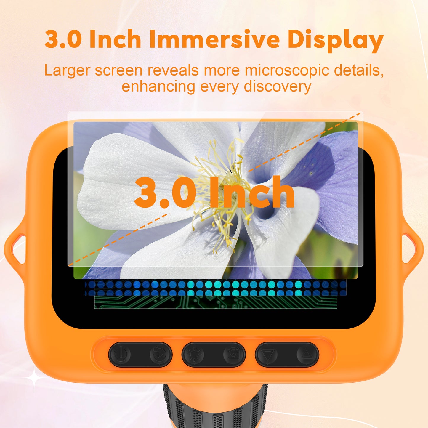 QUNSE 1000X Digital Microscope for Kids with 3-Inch IPS Screen, Rechargeable Handheld Pocket Microscope with Photo and Video, 8 LED Lights, Compatible with Windows and Mac (Orange Black)