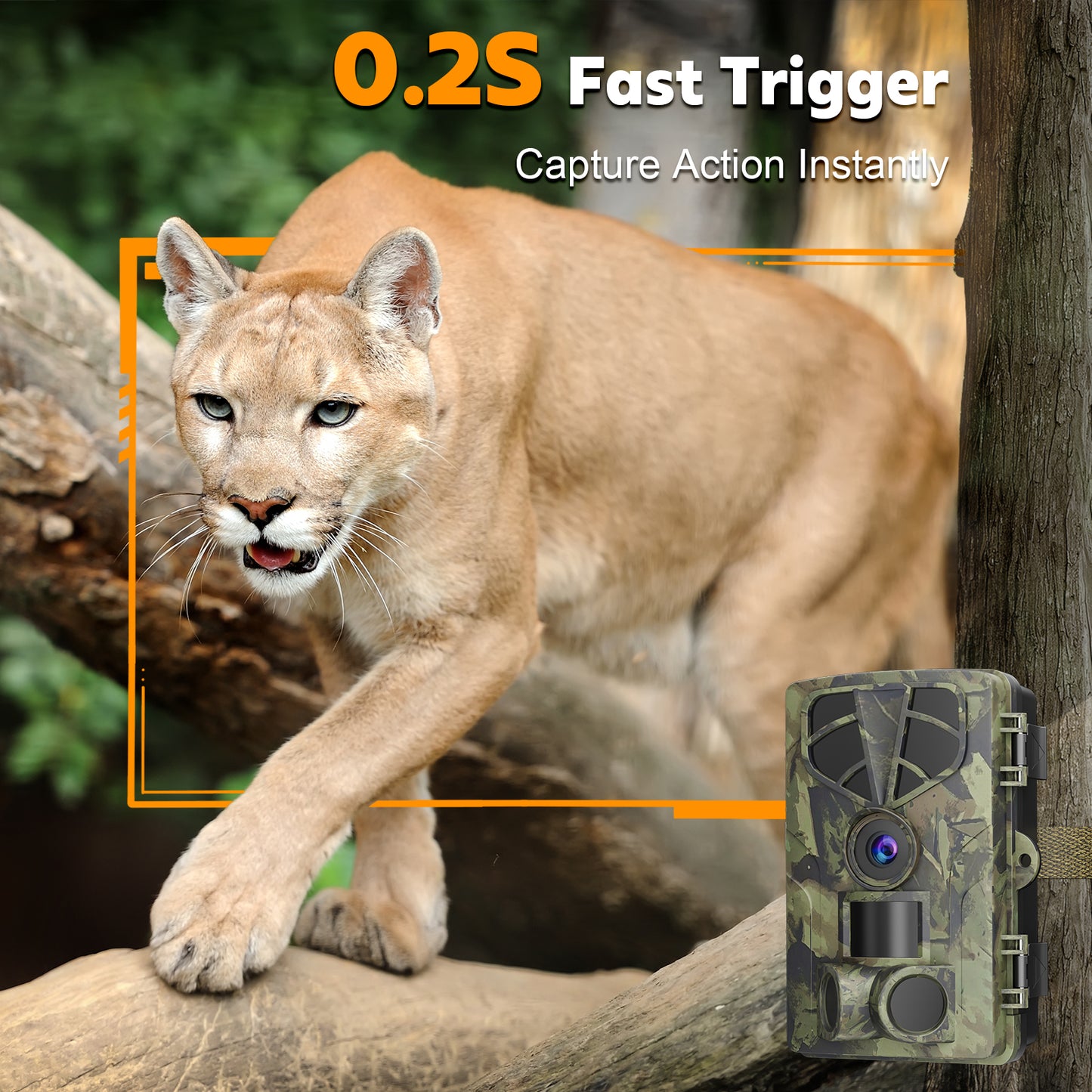 QUNSE Trail Camera, WiFi Bluetooth 60MP/8K Game Camera with 0.2s Trigger, No-Glow Night Vision 65ft, 120° Wide Angle, IP66 Waterproof, 2" Screen, 32GB SD Card Included
