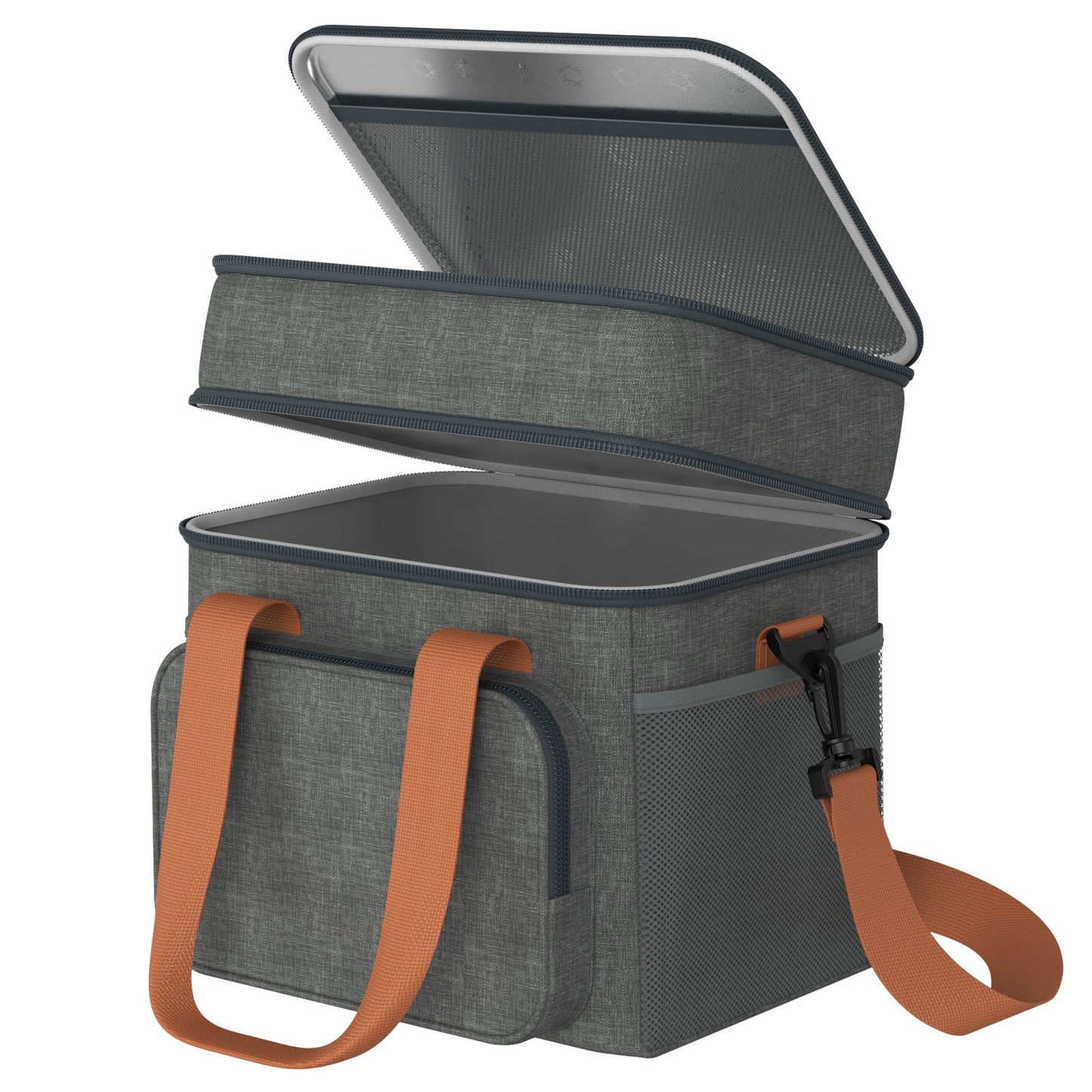 QUNSE Insulated Lunch Bag for Work, 17L Dual-Layer Leakproof Soft Cooler Bag with Shoulder Strap, Large Lunch Box Tote for Adults, Men and Women, Picnic, Camping, Travel, Gray