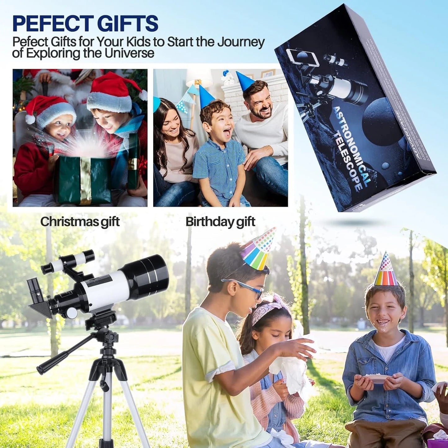 300mm Telescopes for Kids Adults Beginners, 40X-150X Potable Telescope with Adjustable Tripod,Mobile Phone Adapter