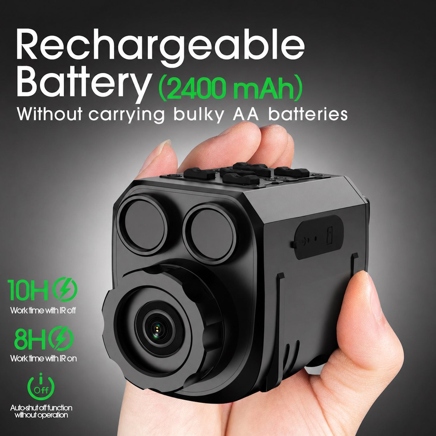 QUNSE 4K 40MP Night Vision Monocular, 12X Digital Night Vision with 850nm Infrared, 984FT Range, 2400mAh Rechargeable Battery, 8GB Card and 3-Mode Flashlight for Camping and Wildlife Watching