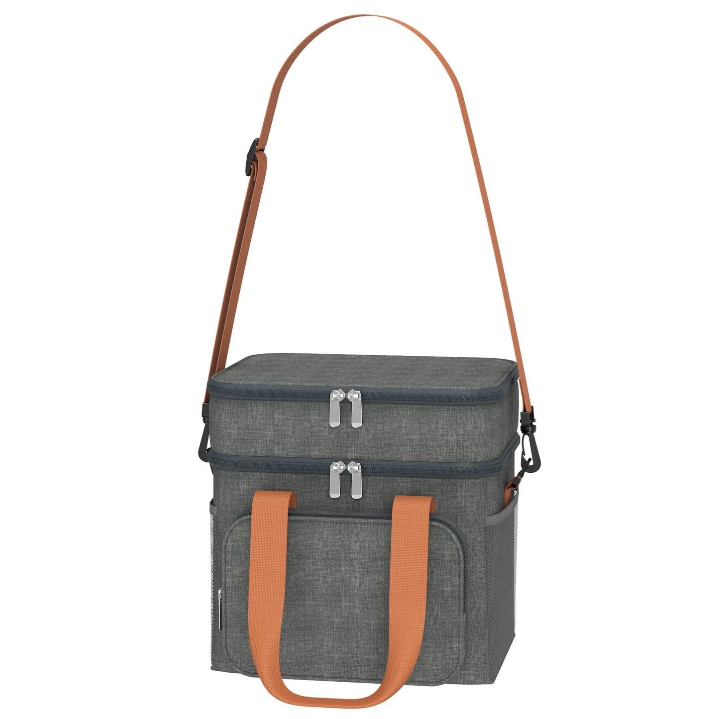 QUNSE Insulated Lunch Bag for Work, 17L Dual-Layer Leakproof Soft Cooler Bag with Shoulder Strap, Large Lunch Box Tote for Adults, Men and Women, Picnic, Camping, Travel, Gray