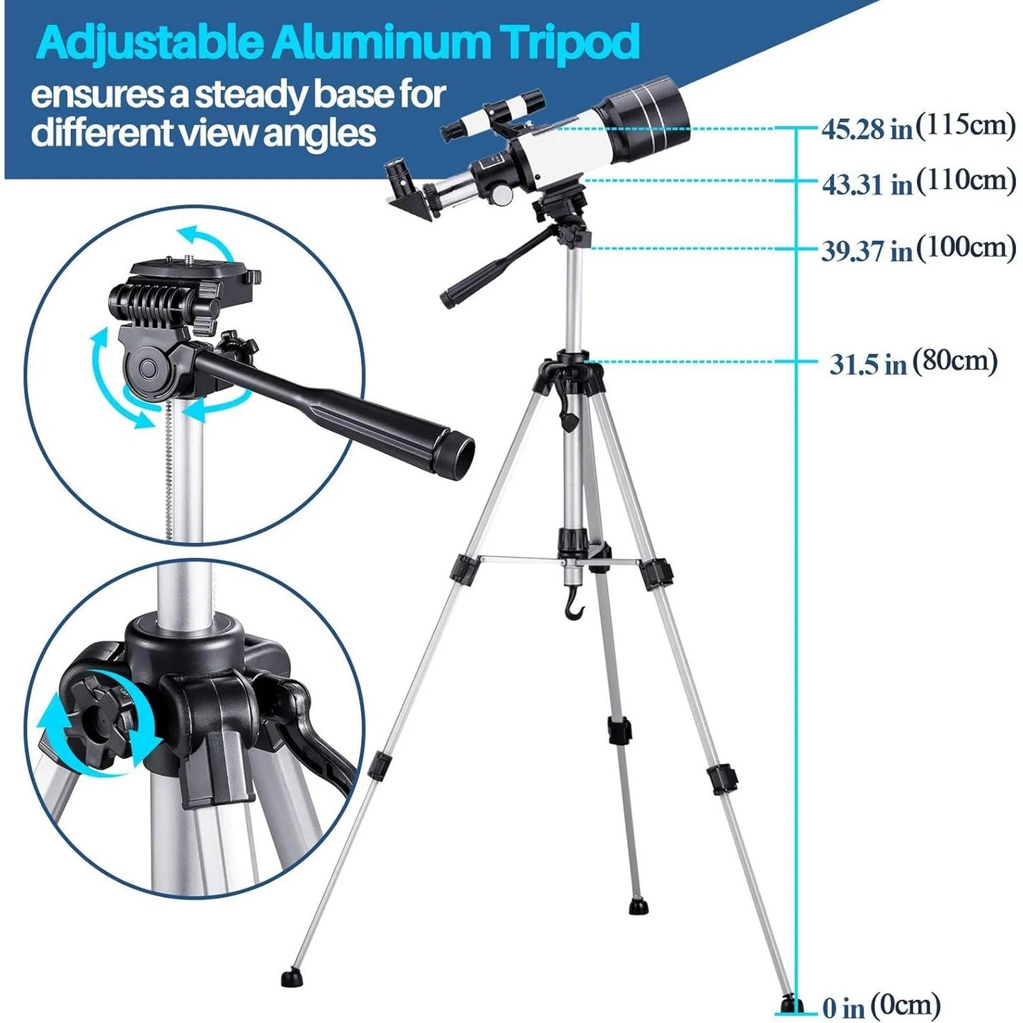 300mm Telescopes for Kids Adults Beginners, 40X-150X Potable Telescope with Adjustable Tripod,Mobile Phone Adapter
