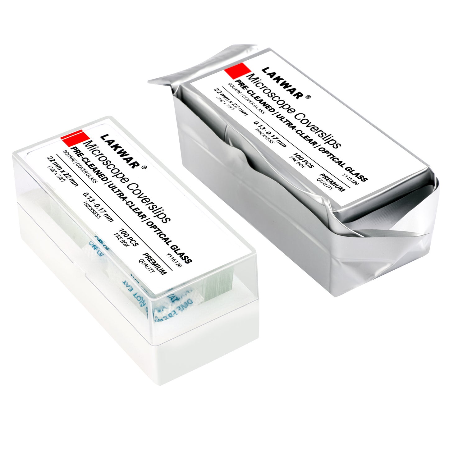 QUNSE 100 Pieces Pre-Cleaned Square Microscope Coverslips, 0.87" x 0.87" x 0.04" Cover Glass, High Clarity Optical Accessories for Lab, Classroom, Students and Teachers