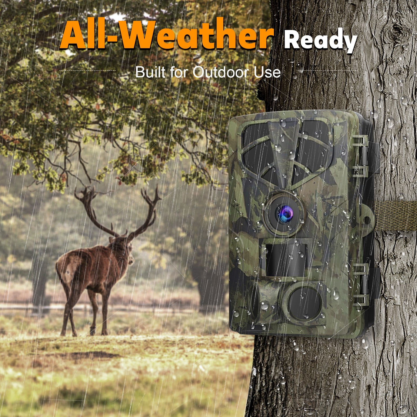 QUNSE Trail Camera, WiFi Bluetooth 60MP/8K Game Camera with 0.2s Trigger, No-Glow Night Vision 65ft, 120° Wide Angle, IP66 Waterproof, 2" Screen, 32GB SD Card Included
