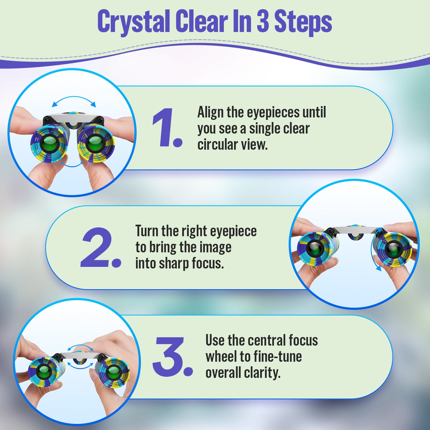 QUNSE 8×21 Compact Binoculars for Kids and Adults, Pocket Mini Binoculars, Ideal for Bird Watching, Travel, and Hunting, Great Gift for Boys and Girls (Yellow and blue)