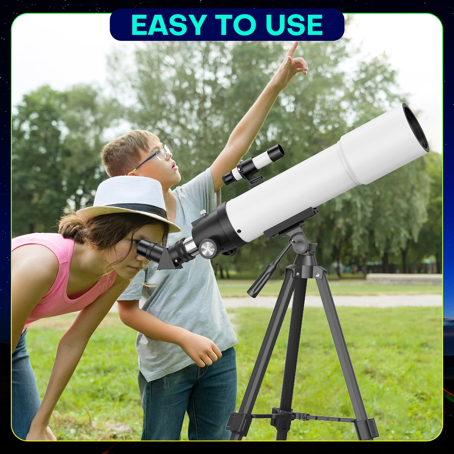 QUNSE Telescope for Adults and Beginners Astronomy, 90mm Aperture 500mm Professional Refractor with 20X–150X Magnification, Phone Adapter, Aluminum Tripod and Backpack for Moon and Planet