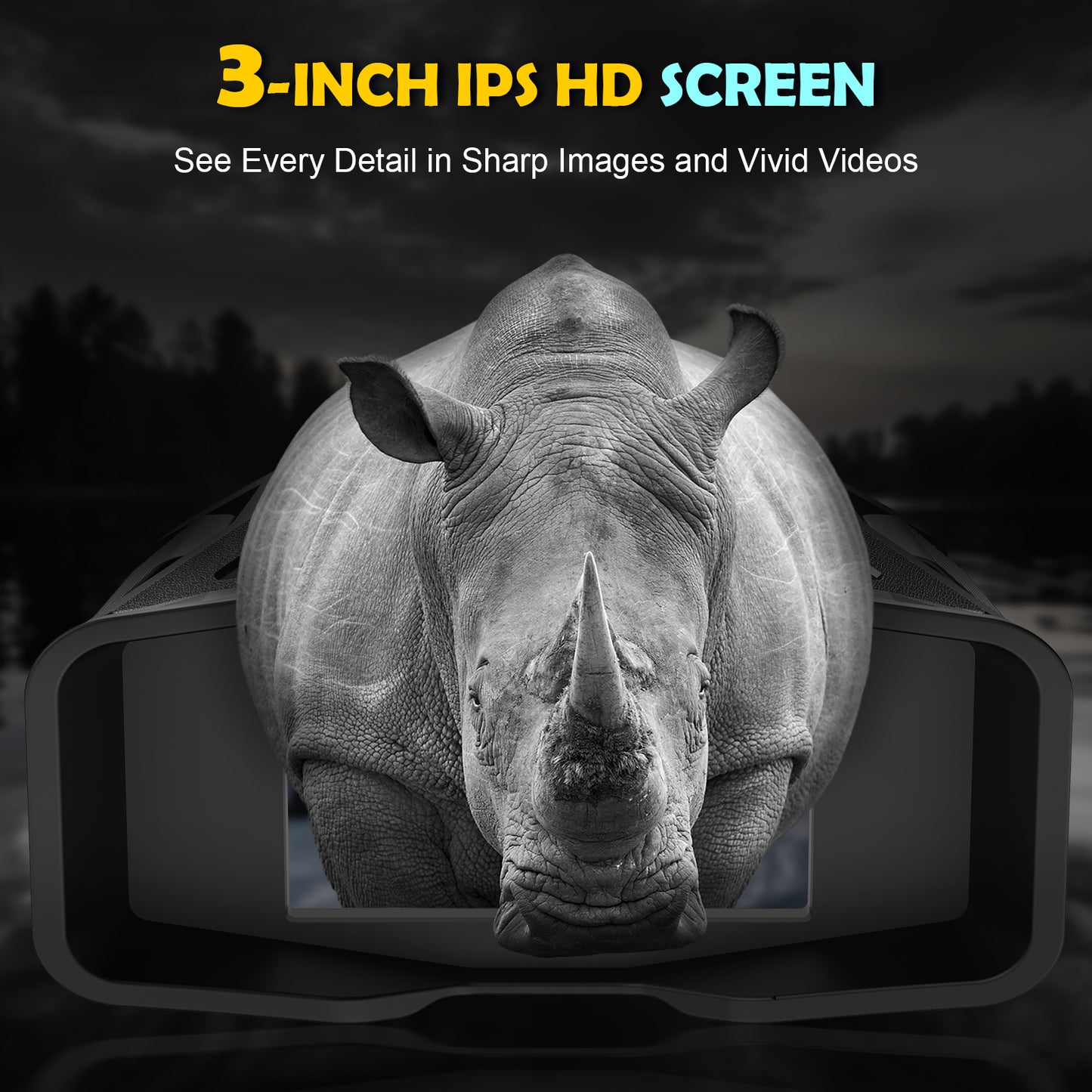 QUNSE Night Vision Goggles, Night Vision Binoculars for Adults with 3" HD Screen, 8X Digital Zoom, 7-Level IR Illuminator, 36MP Photo & 1080P Video, 1312FT Full Dark Range for Hunting and Camping