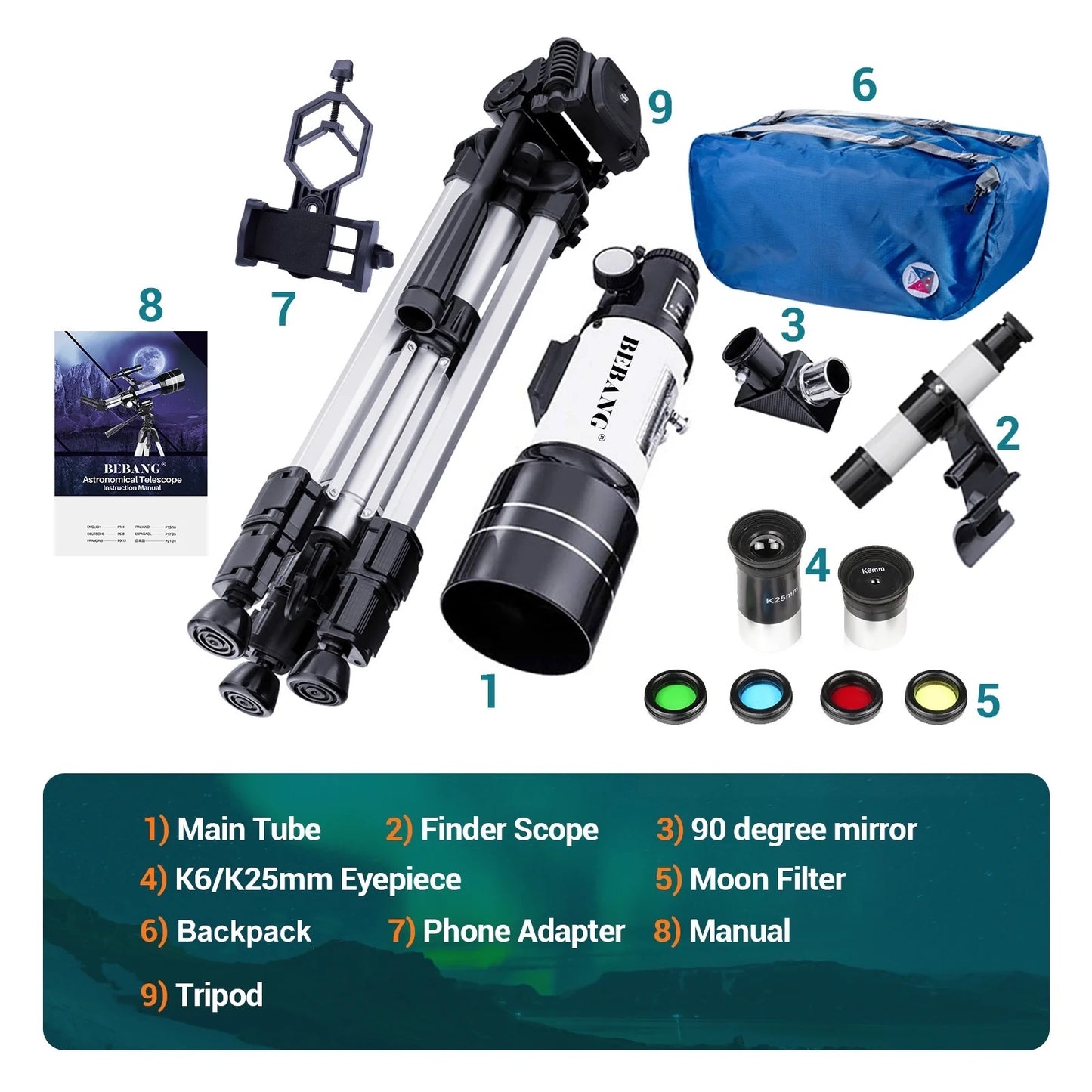 300mm Telescopes for Kids Adults Beginners, 40X-150X Potable Telescope with Adjustable Tripod,Mobile Phone Adapter