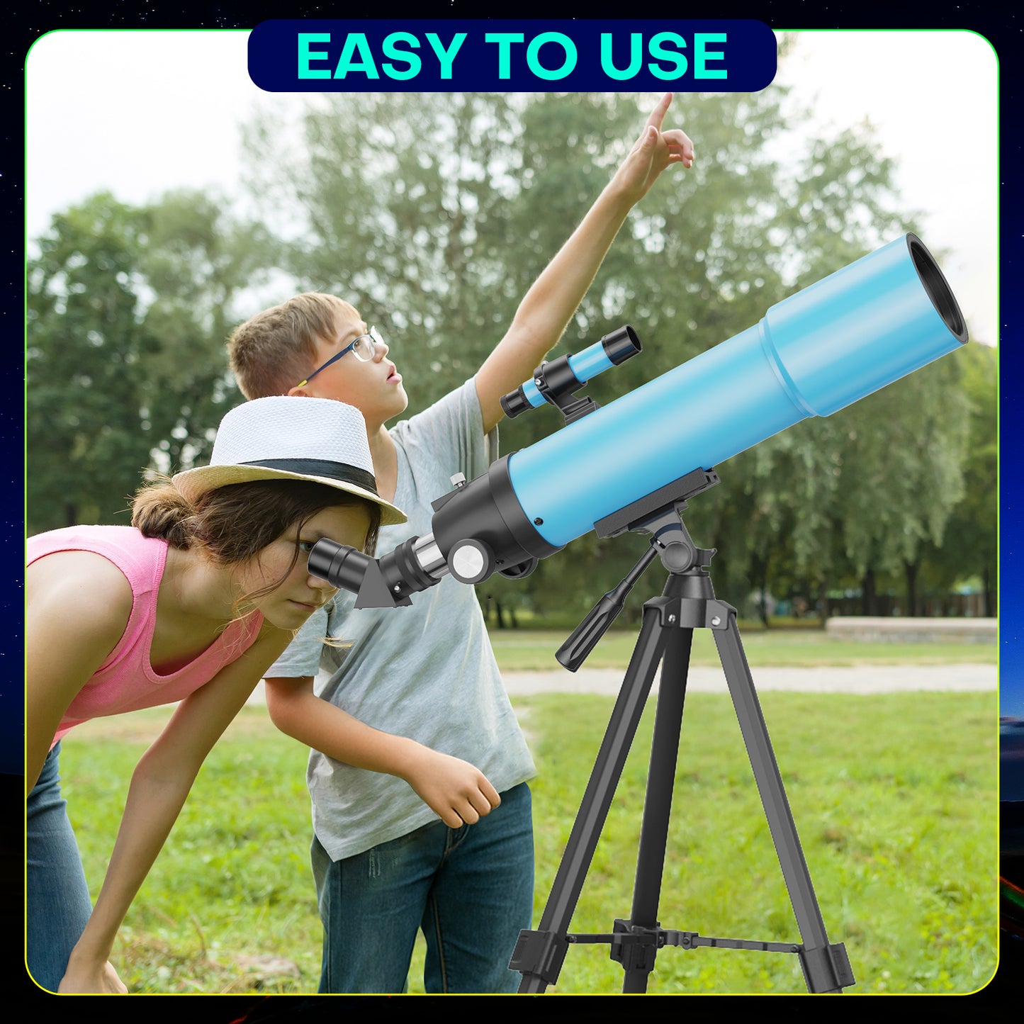 QUNSE Astronomy Telescope for Adults and Kids, 80mm Aperture 500mm Professional Refractor with 20X–150X Magnification, Aluminum Tripod, Backpack and Phone Adapter for Lunar and Planetary Observation