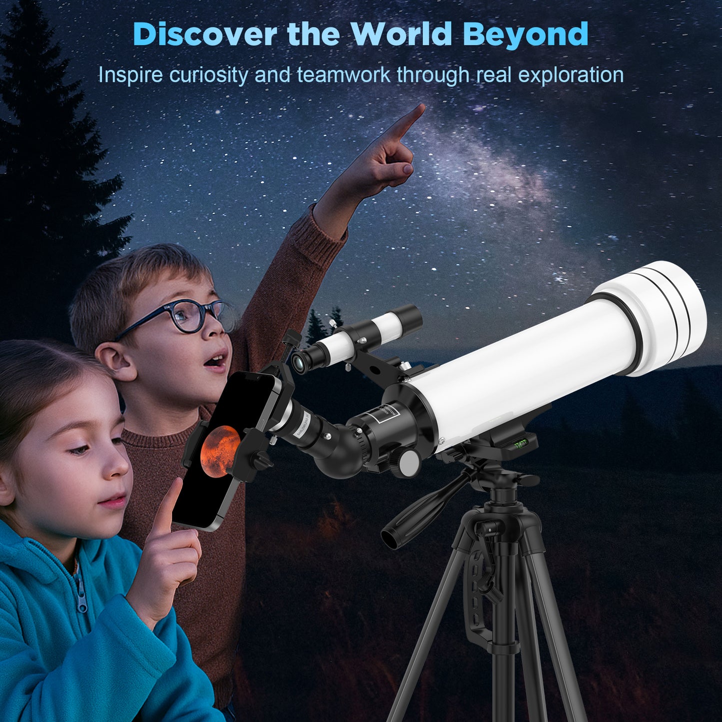QUNSE 70mm Aperture 500mm Refractor Telescope for Adults, Kids, and Beginners, Portable Astronomical Telescope with Adjustable Tripod, Phone Adapter, Carry Bag for Moon and Planet Viewing