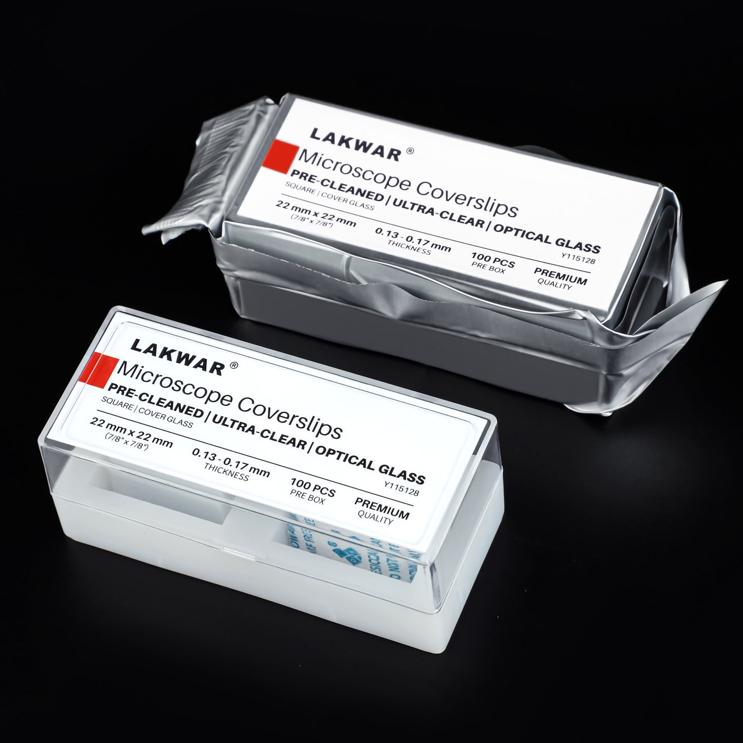 QUNSE 100 Pieces Pre-Cleaned Square Microscope Coverslips, 0.87" x 0.87" x 0.04" Cover Glass, High Clarity Optical Accessories for Lab, Classroom, Students and Teachers