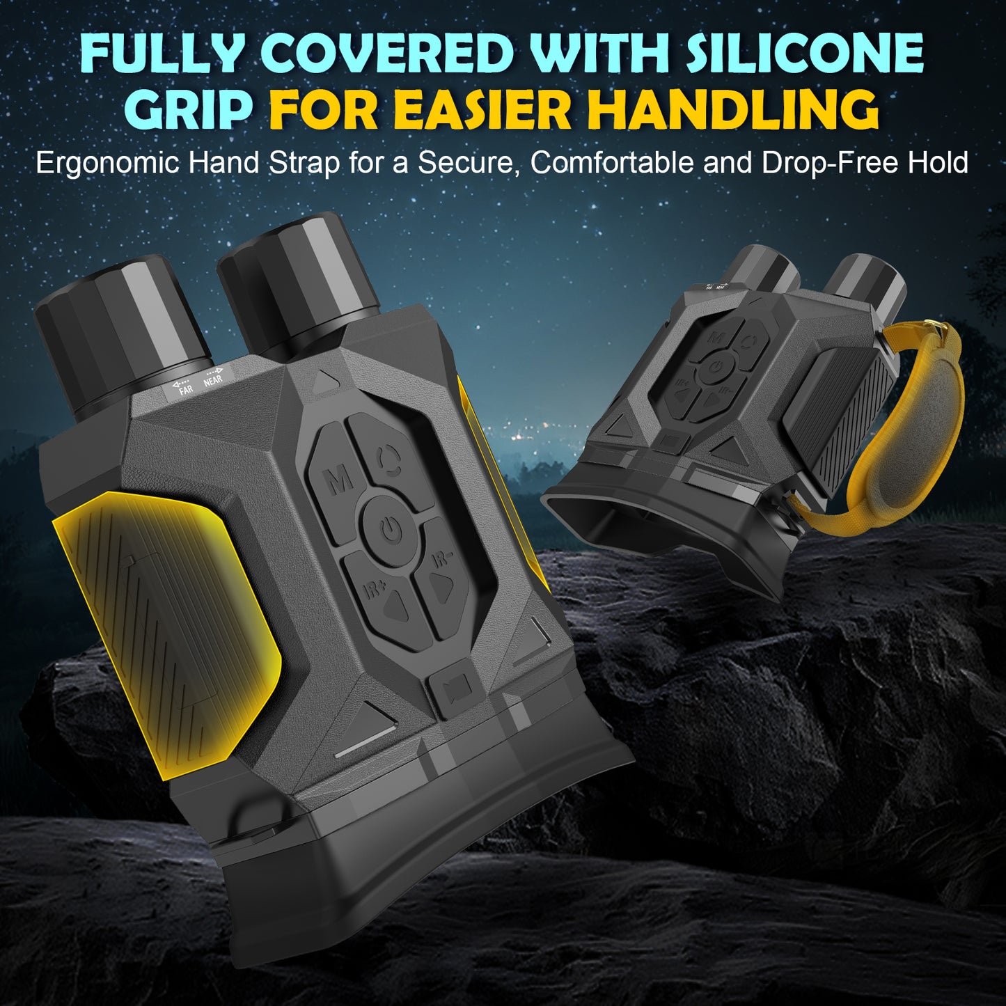 QUNSE Night Vision Goggles, Night Vision Binoculars for Adults with 3" HD Screen, 8X Digital Zoom, 7-Level IR Illuminator, 36MP Photo & 1080P Video, 1312FT Full Dark Range for Hunting and Camping