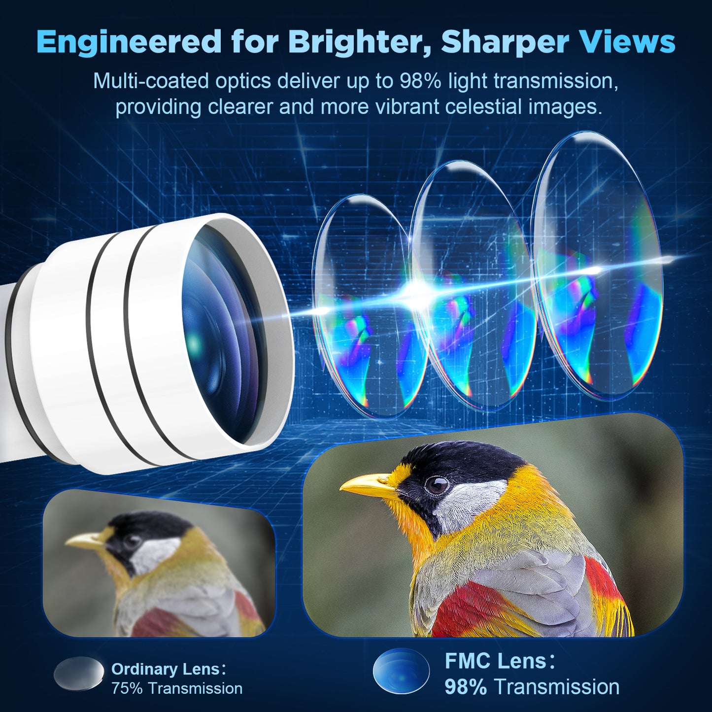 QUNSE 70mm Aperture 500mm Refractor Telescope for Adults, Kids, and Beginners, Portable Astronomical Telescope with Adjustable Tripod, Phone Adapter, Carry Bag for Moon and Planet Viewing