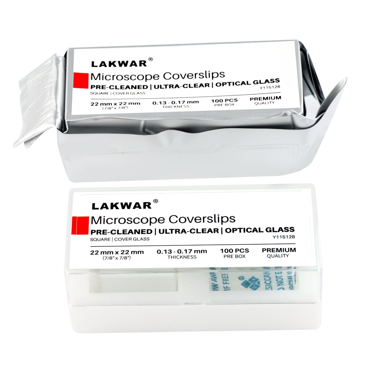 QUNSE 100 Pieces Pre-Cleaned Square Microscope Coverslips, 0.87" x 0.87" x 0.04" Cover Glass, High Clarity Optical Accessories for Lab, Classroom, Students and Teachers