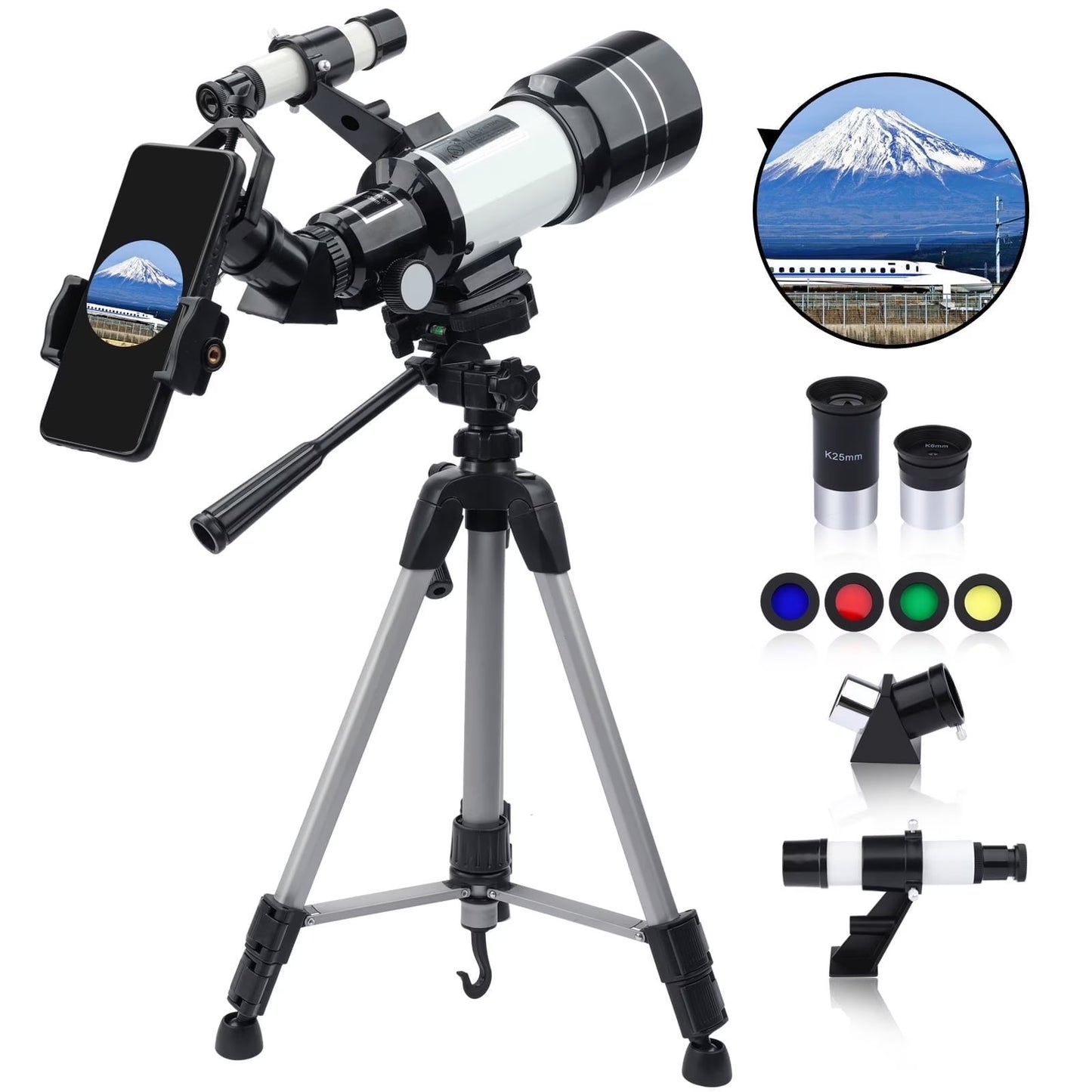 300mm Telescopes for Kids Adults Beginners, 40X-150X Potable Telescope with Adjustable Tripod,Mobile Phone Adapter