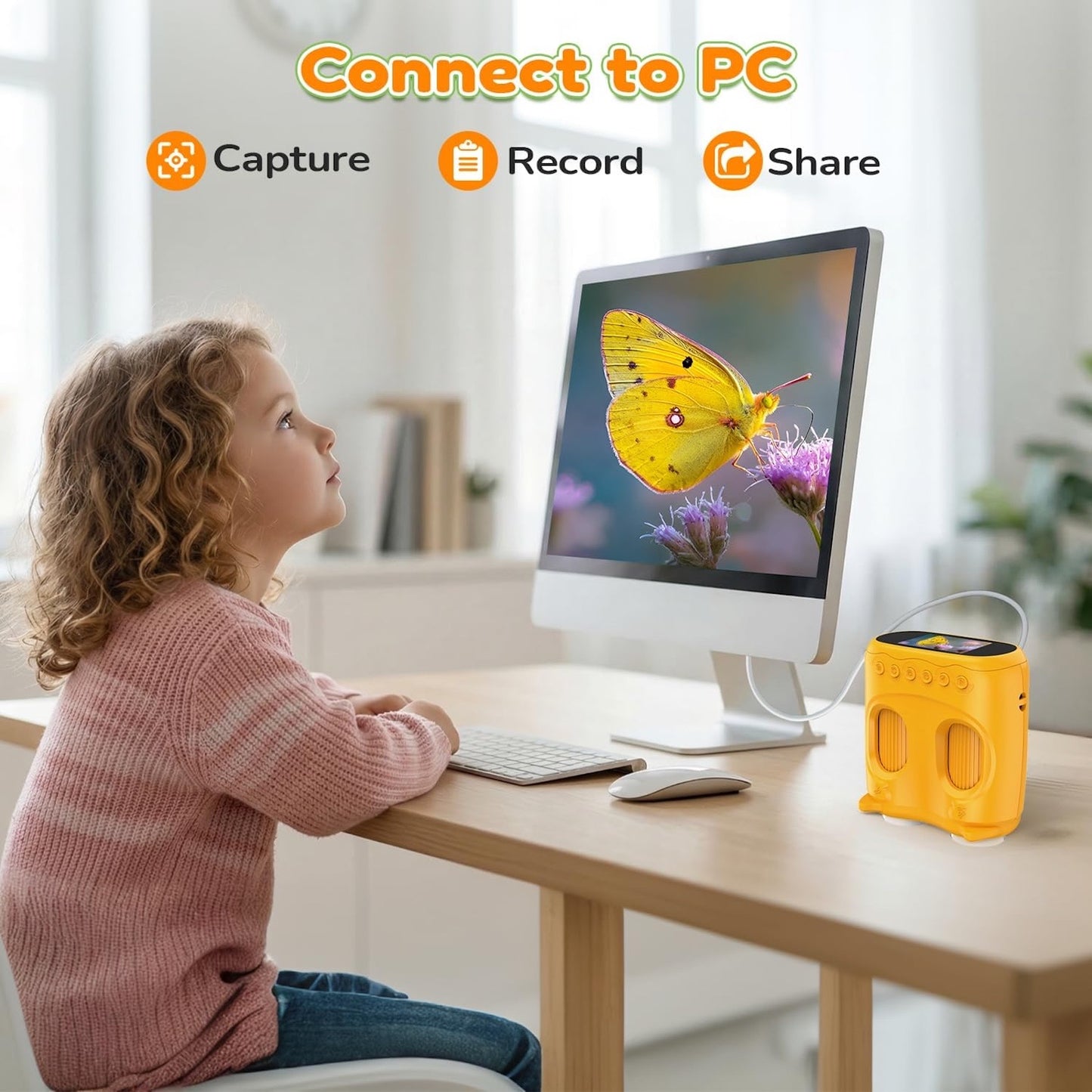 QUNSE Binoculars for Kids with 2.0" IPS Screen, 2-in-1 Digital Binoculars and Microscope with 2MP Camera, 8 LED Lights, Photo Video, 15 Slides, Rechargeable STEM Toy for Outdoor Exploration
