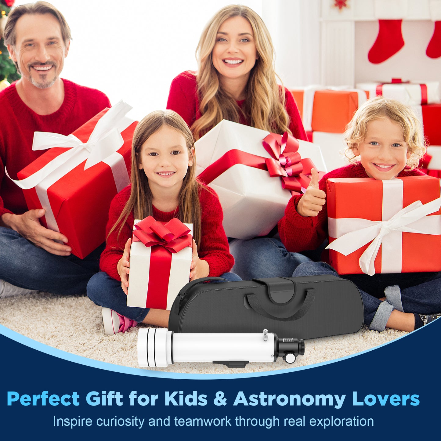 QUNSE 70mm Aperture 500mm Refractor Telescope for Adults, Kids, and Beginners, Portable Astronomical Telescope with Adjustable Tripod, Phone Adapter, Carry Bag for Moon and Planet Viewing