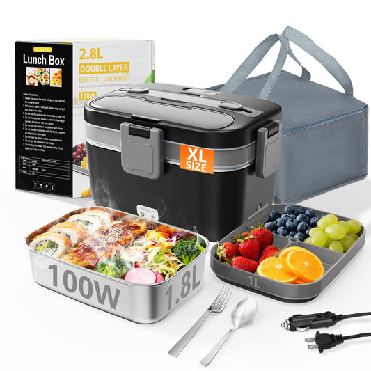 Heated Lunch Box, 95oz Split Large‑Capacity, 90W Fast Heating Portable Food Warmer for Truck Drivers, Golf & Outdoor Work